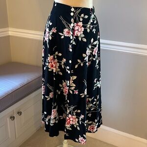 Vintage Floral Midi Skirt Large